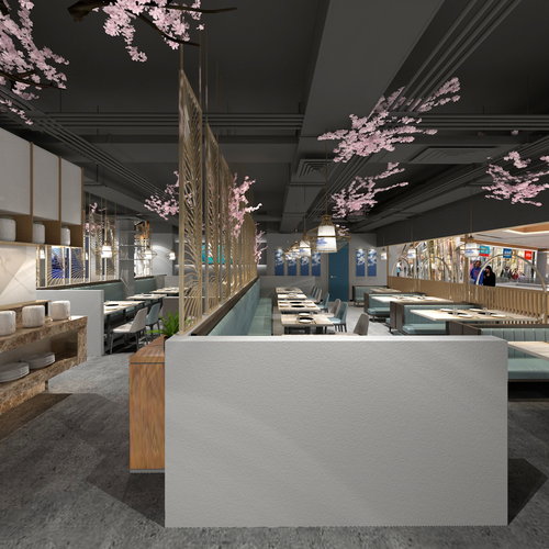 上海餐厅装修|轻奢风格的牛肉火锅店设计全景图